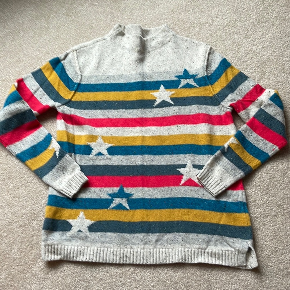 White Stuff Oatmeal Striped and Star Sweater Size UK 12/US 10